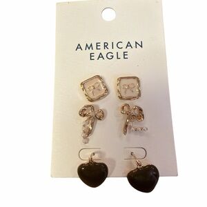 American Eagle Outfitters Gold and Black Earrings Trio NEW